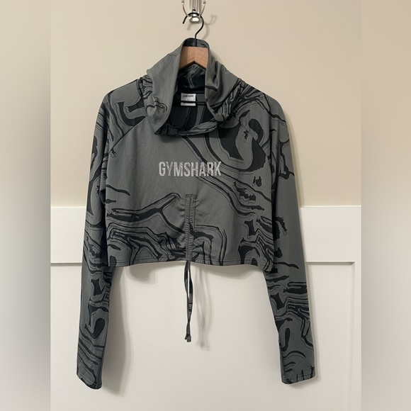 Gymshark Marble Long Sleeve Hooded Crop Pullover - Picture 3 of 7